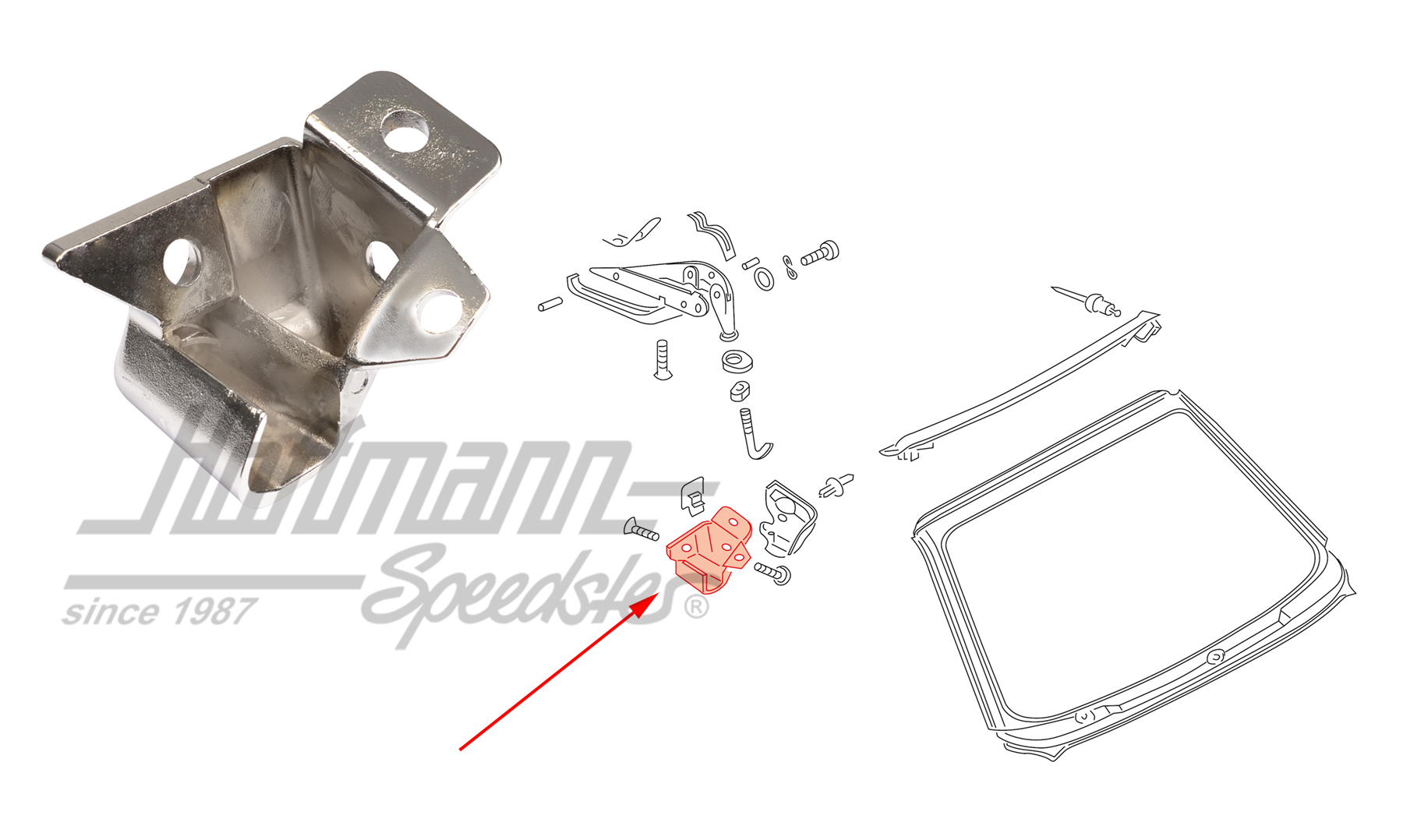 Cierre de capota, inferior, dcha., cromado | 155 871 386 B | 180-4416-02