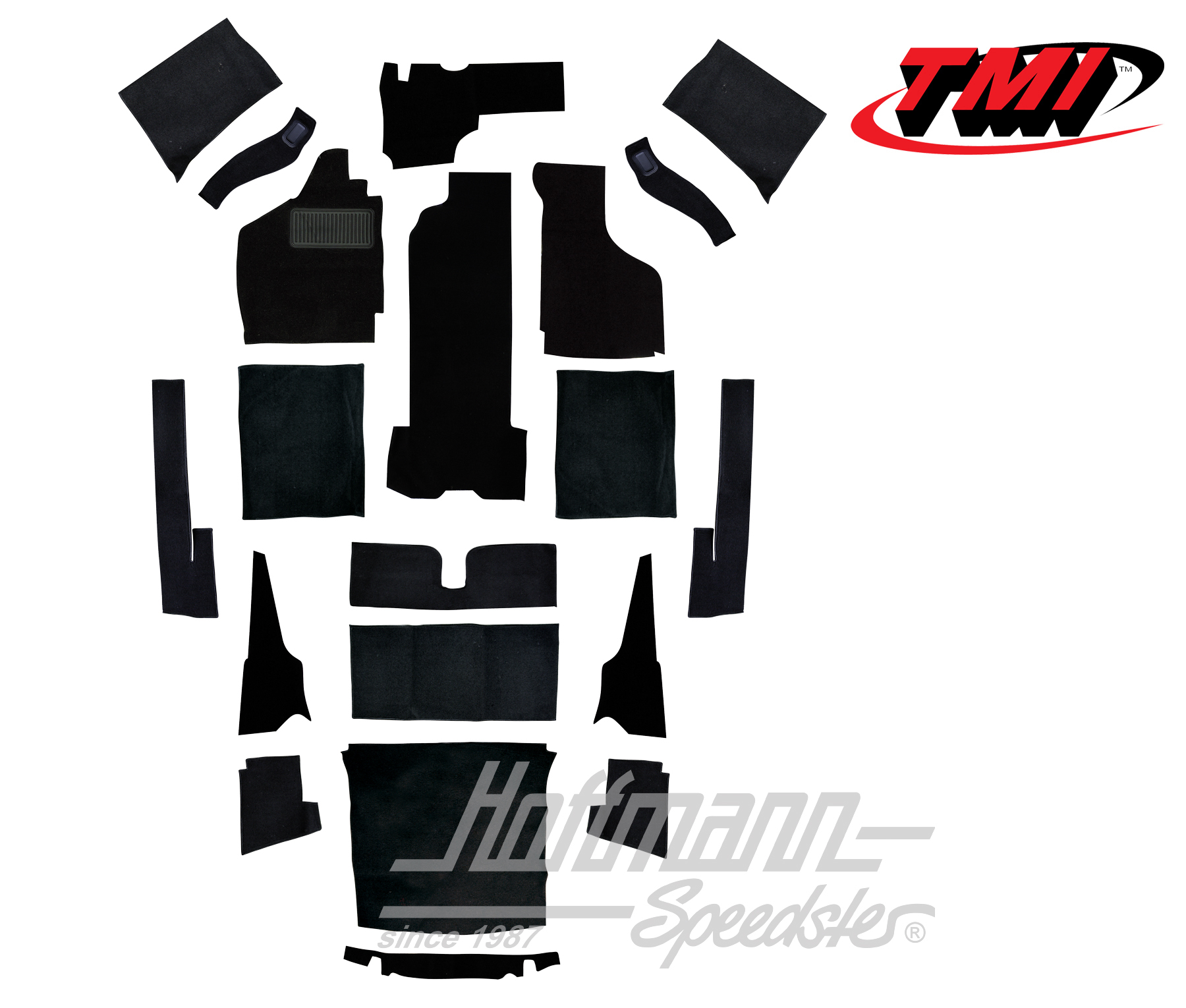 Juego de alfombras, Karmann Ghia Cabriolet, negro, -7.68, | 34-F1624-801 | 066-0046-50