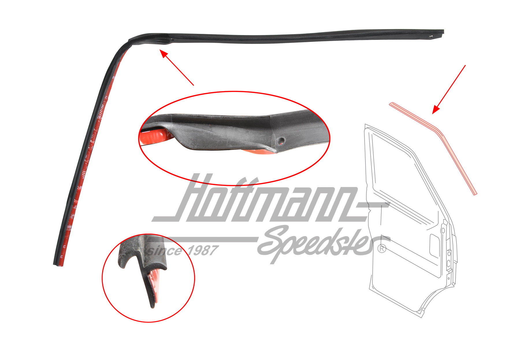 Junta de puerta,
 superior, 11.94-6.03, izqda. | 7D0 837 761 B | 408-1410-11