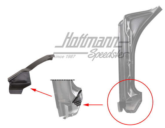 Esquina de chapa
, montante de puerta, inferior, posterior, izquierda | DAN 911 501 039 00 | 590-0060-61
