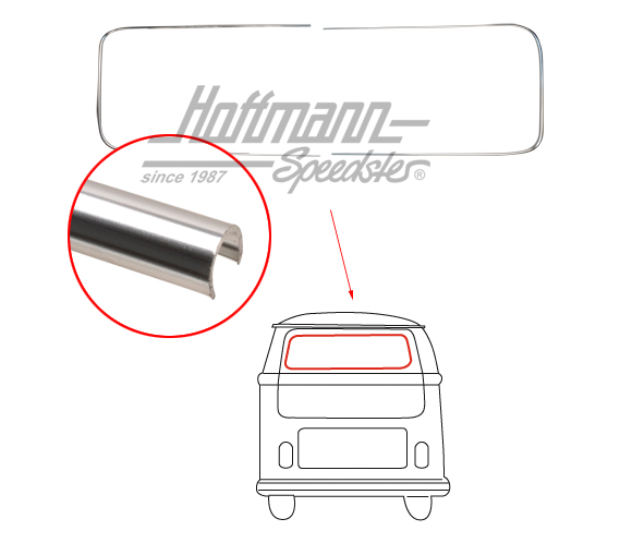 Marco decorativo de alumnio, luneta rasera, Furgoneta T1 / T2 | 241 853 355 | 097-1280-30