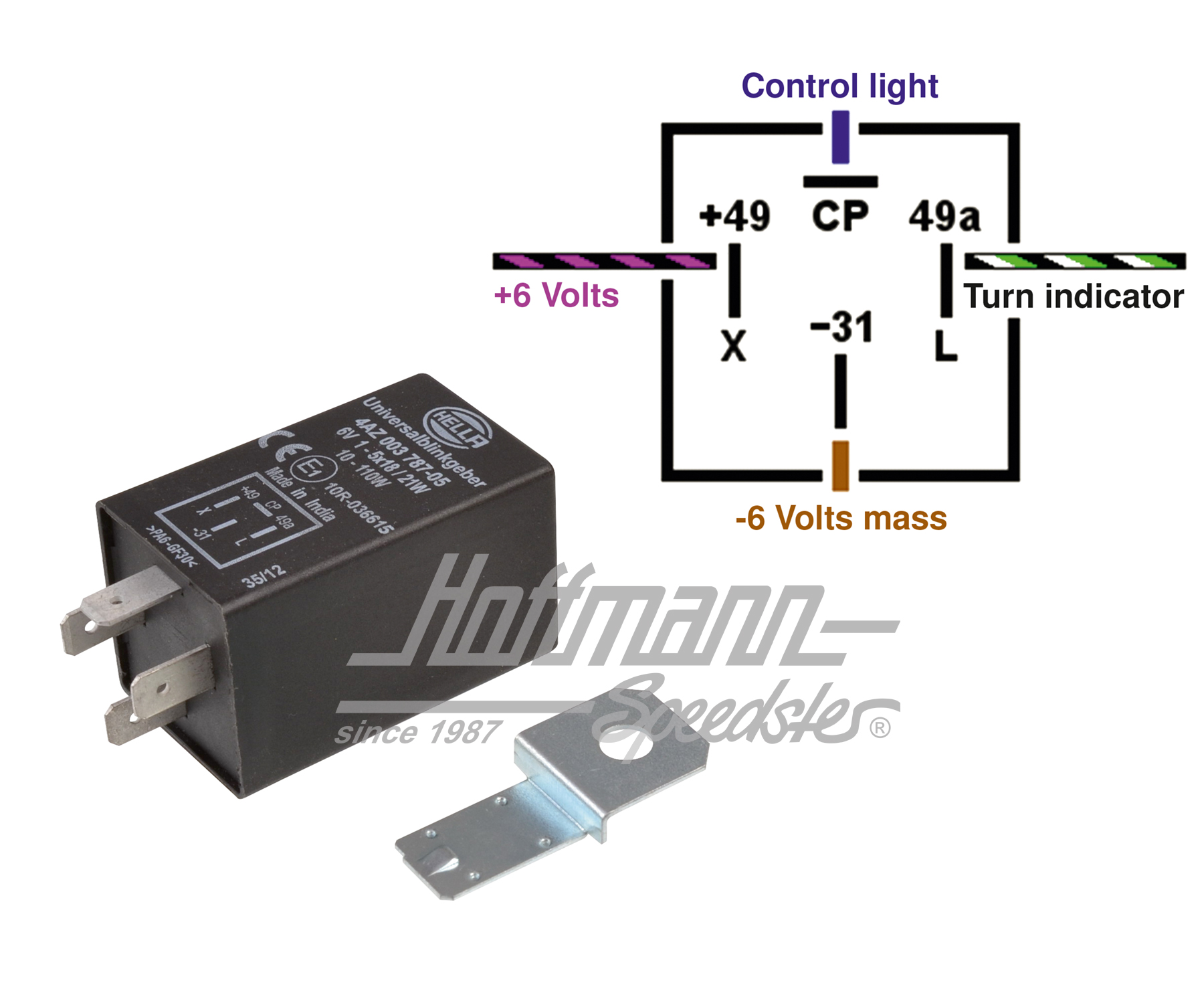 Relé de accionamiento intermitente, electrónico, 6 voltios | 4AZ003787-051 | 020-2428-06