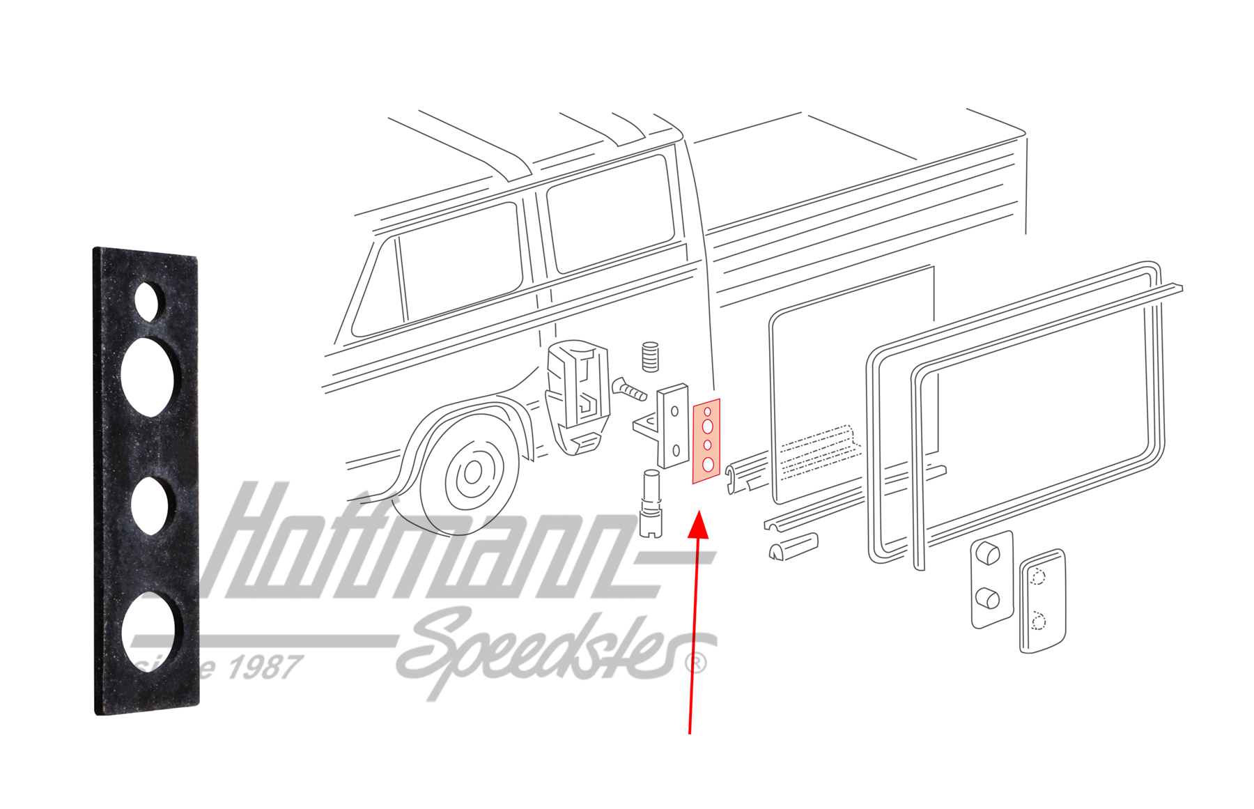 Soporte, abridor, ventanilla coredera, interior | 281 847 737 | 090-6118-18