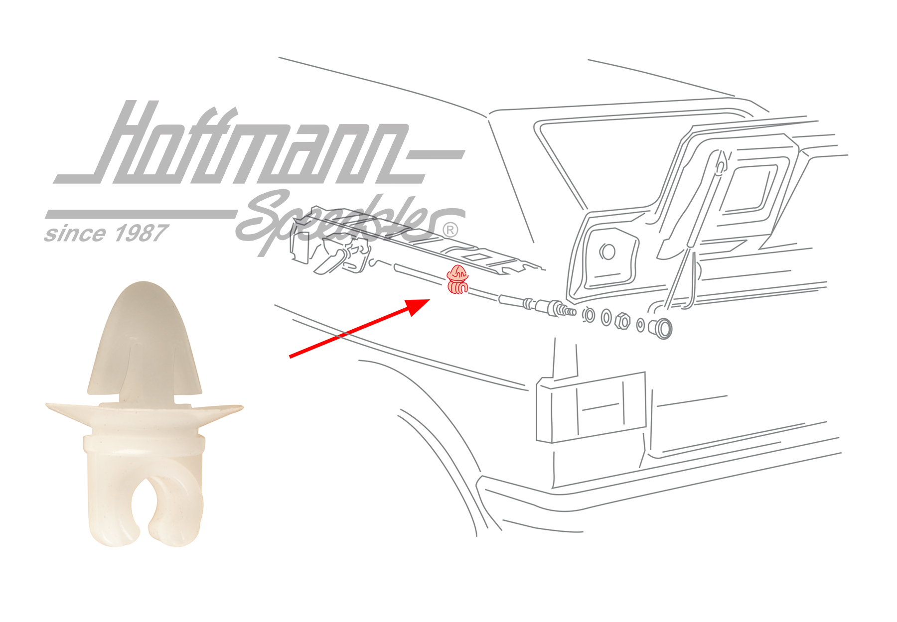 Clip, cable, desenganche banco posterior, Cabriolet | 155 885 770 | 180-2299-14