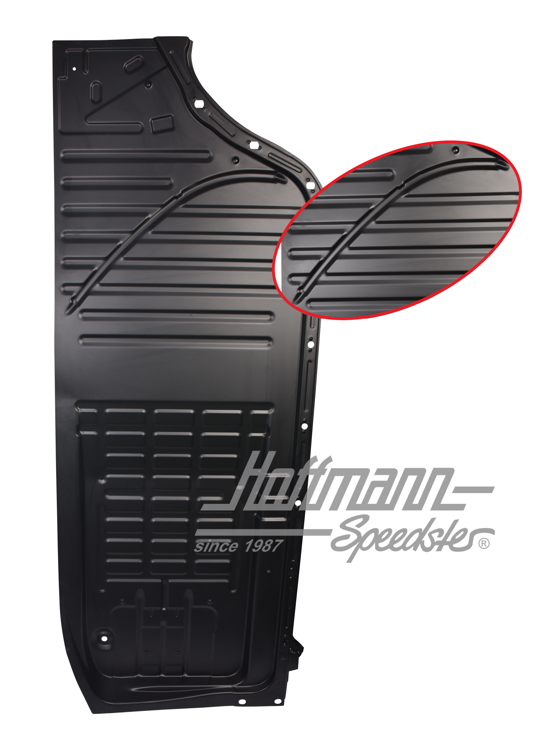 Mitad de placa de fondo, Karmann Ghia/Tipo 181, derecho, Calidad Superior | 141 701 060 | 068-0002-02