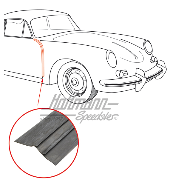 Junta de puerta, anterior, Porsche 356 A/B/C | 644 531 903 00 | 510-6332-13