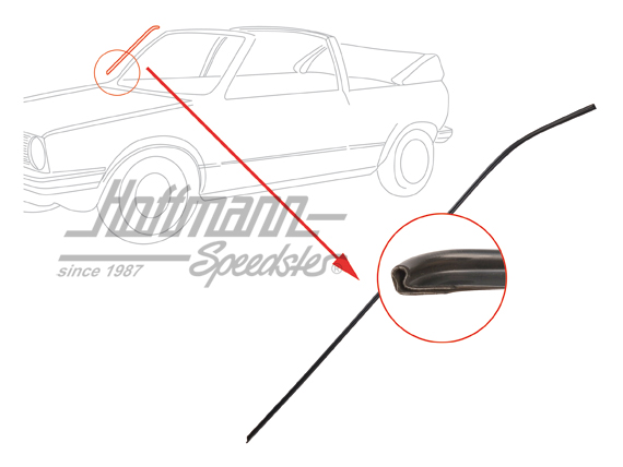 Moldura, montante A, Cabriolet, negra, derecha | 155 853 706 A | 180-7280-02