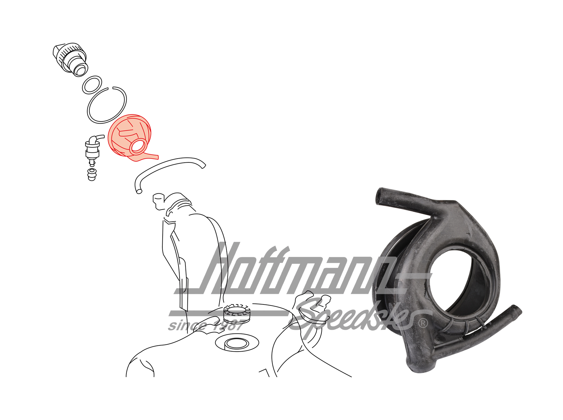 Juntas, boca de llenado de gasolina, Golf 2 | 191 201 253 B | 202-2020