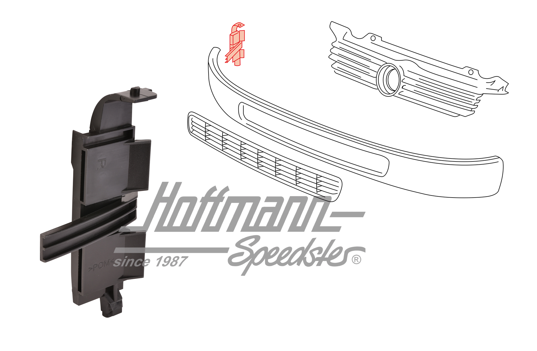 Guía, embellecedor/parrilla del radiador
, abajo, derecha | 7D0 854 510 | 408-2940-02