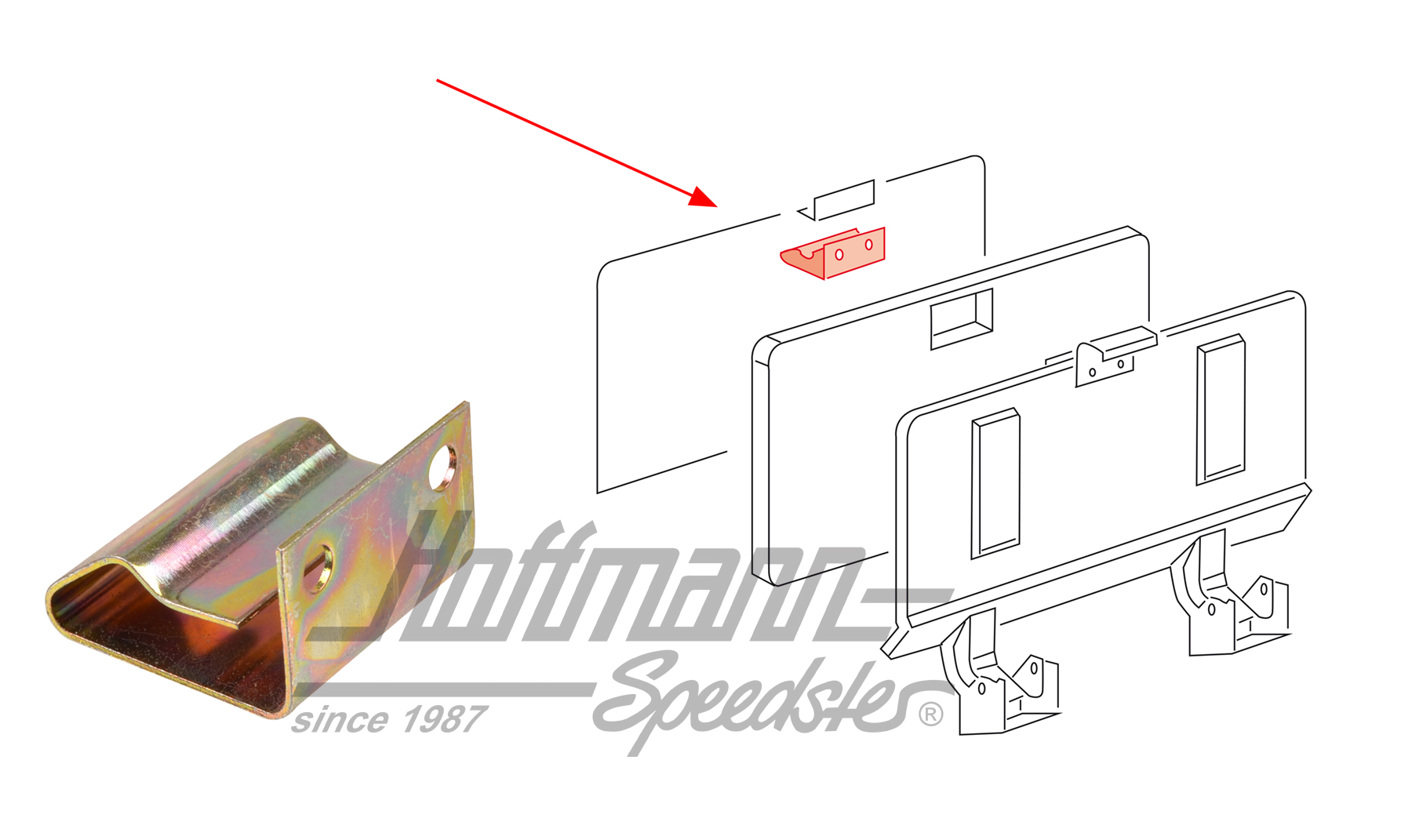 Clip, tapa del motor, Furgoneta T3 | 251 813 867 | 370-3298-20