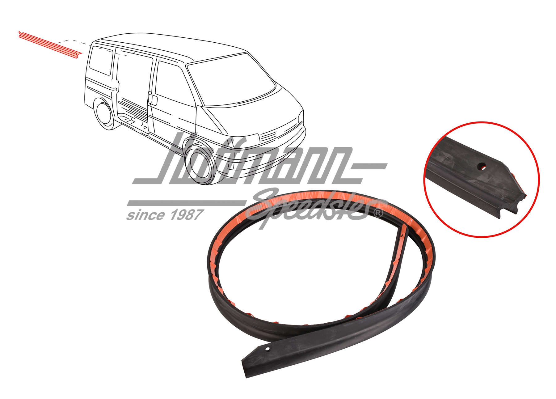 Junta, puerta corredera, superior, Furgoneta T4 | 7D0 843 793 | 408-1460-20