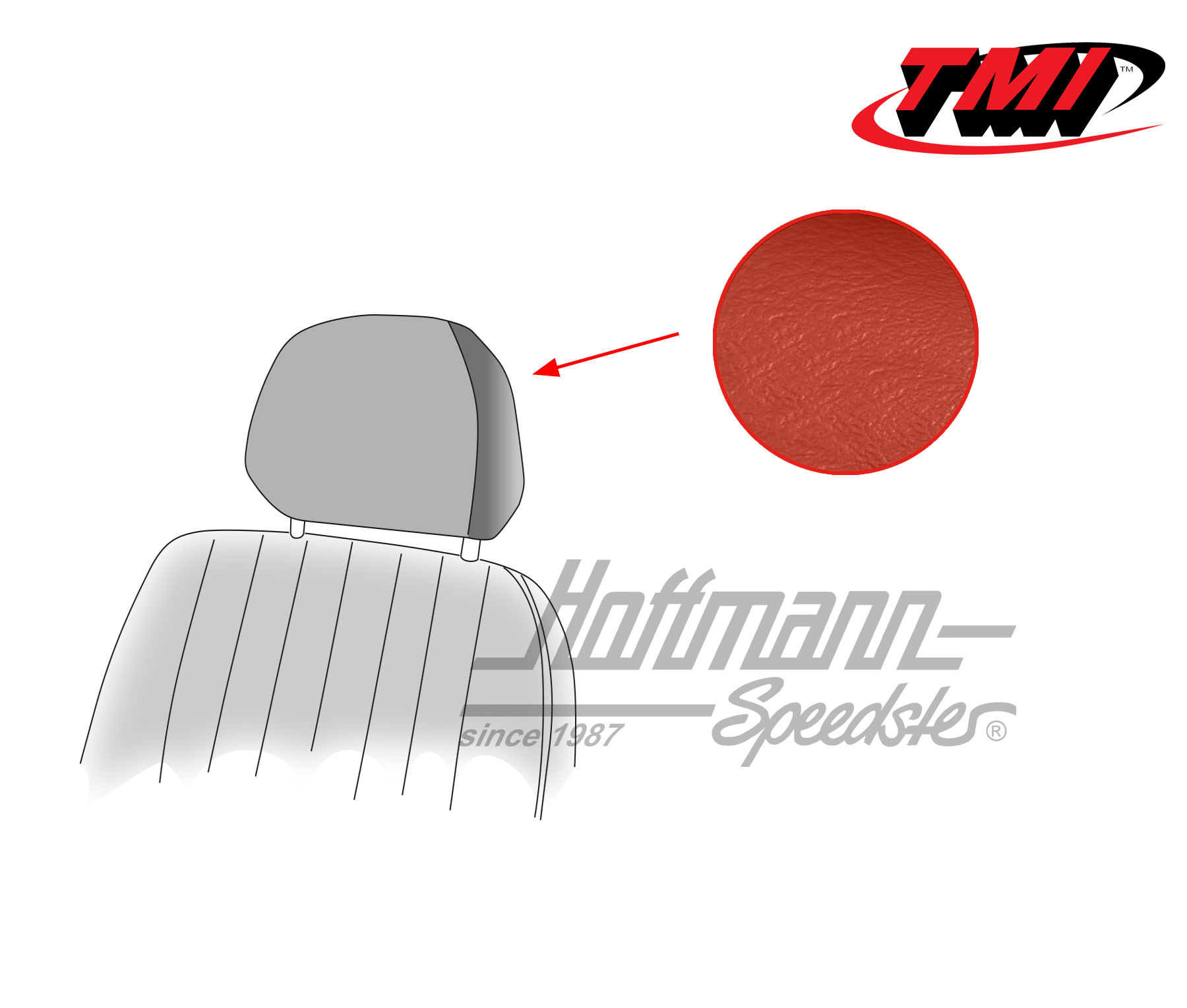 Fundas de reposacabezas, Karmann Ghia, 68-74, rojo | 43-1530-17 | 066-0079-10