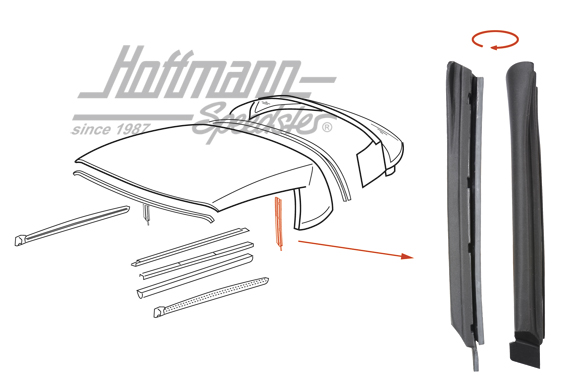 Junta, bastidor del techo, Montant B, 86-94 izquierda                                               
