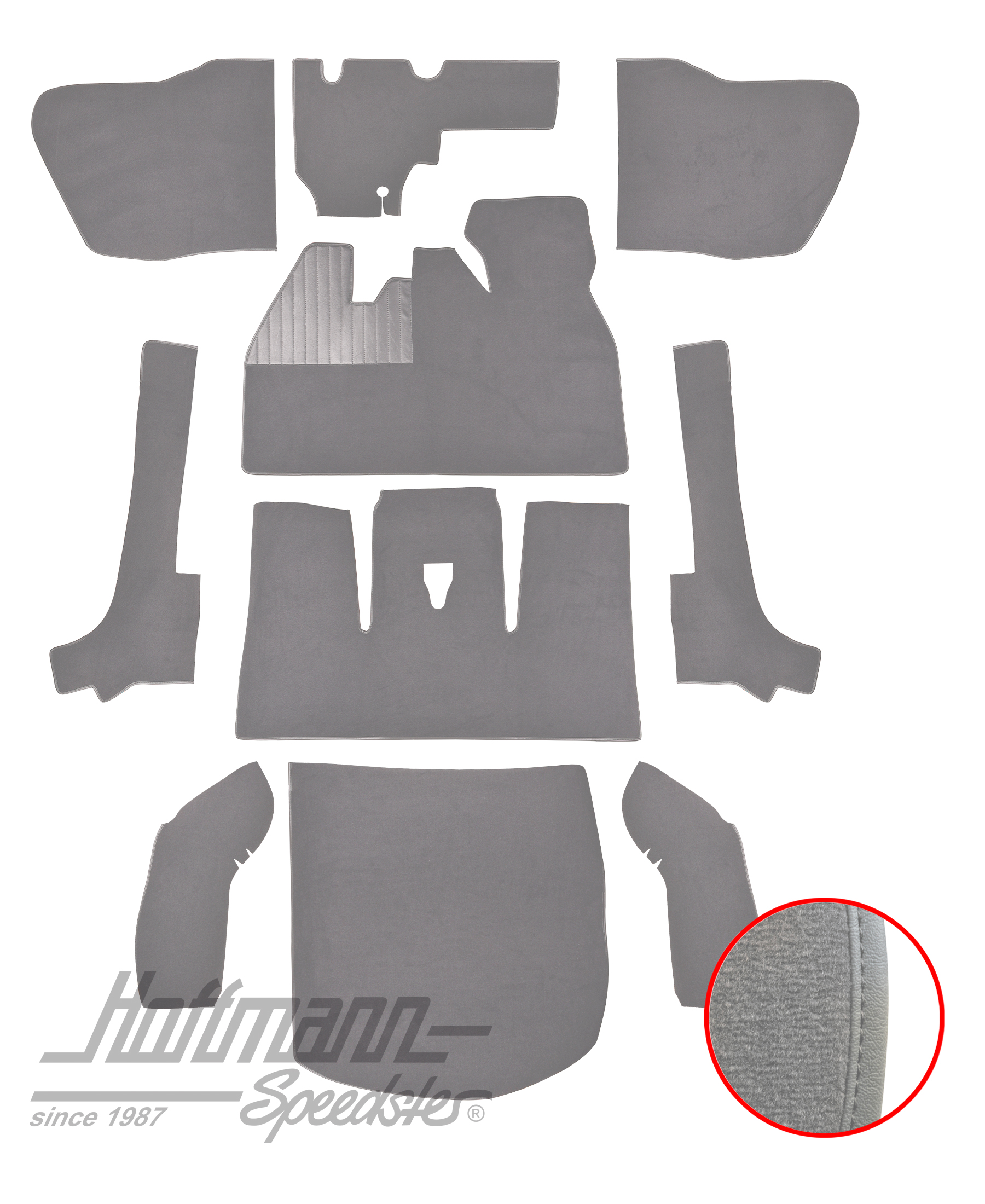 Juego de alfombrillas, Escarabajo Cabriolet, 8.66-7.70, gris |  | 026-5923