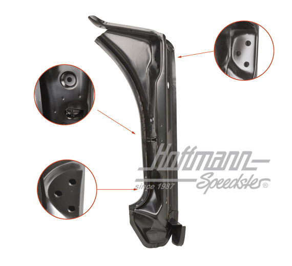 Chapa de montante de puerta, 74-88, anterior, derecha | 911 501 040 02 | 590-0058-32