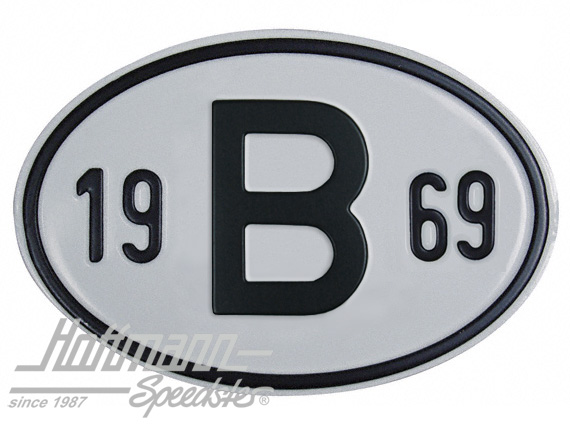 Placa de nacionalidad "B" (Bélgica), "1969", aluminio |  | 020-2397-69