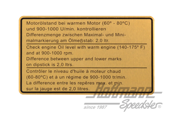 Pegatina "Ölstand" (nivel de aceite), 911, 73 | 911 006 504 00 | 580-8016
