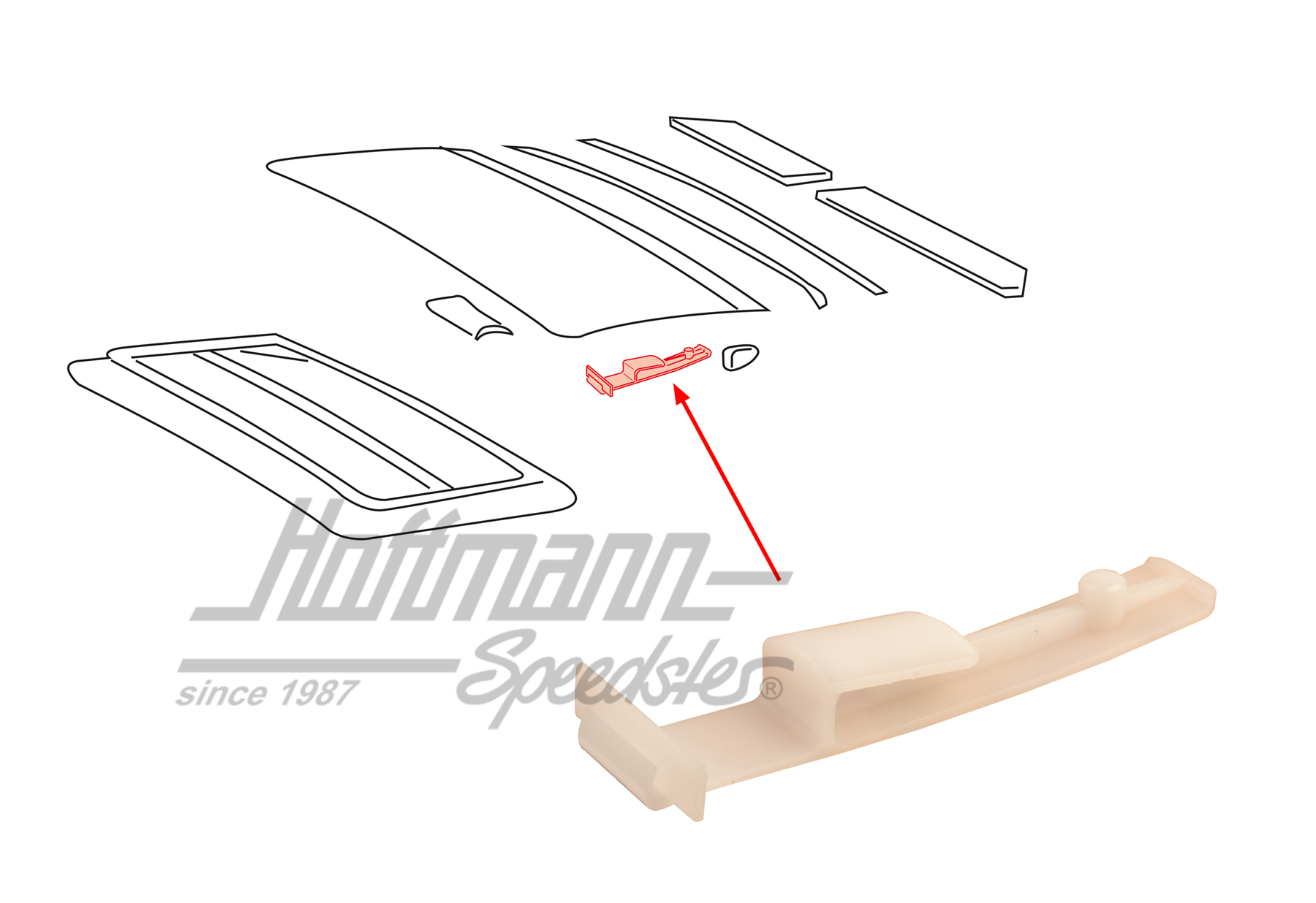 Soporte, techo corredizo de acero, 911, 83-98                                                       