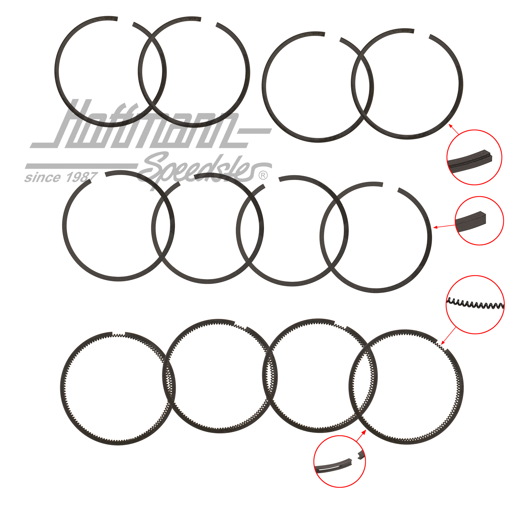 Aros de pistón 77 mm/1200, para 4 pistones, -.72                                                    