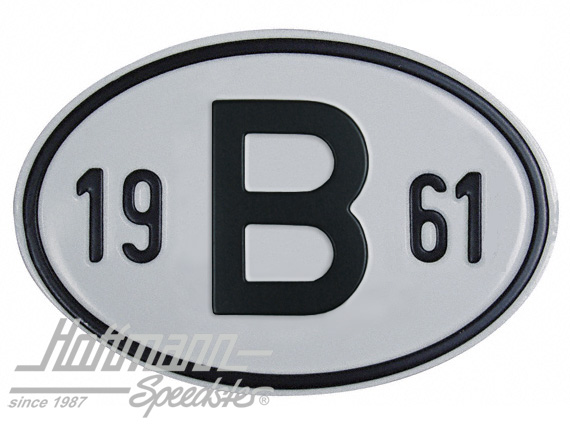 Placa de nacionalidad "B" (Bélgica), "1961", aluminio |  | 020-2397-61
