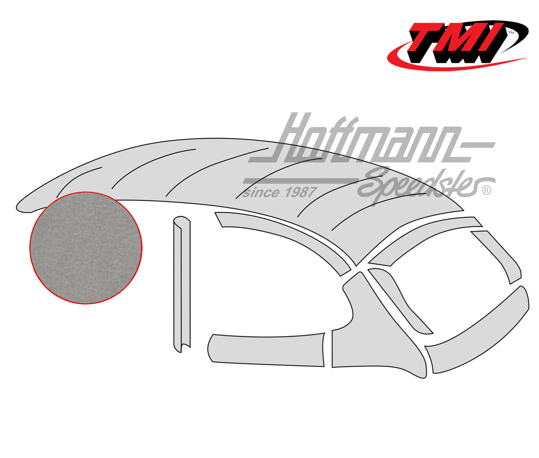 Cielo interior con capota plegable, Style original, mohair, gris, 5.56-7.63 | 20-1108-75 | 055-7200-60